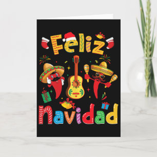 Feliz Navidad Mexican Fiesta Hot Pepper Guitar Xma Card