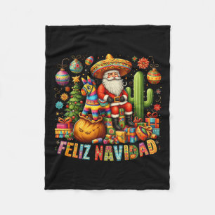Feliz Navidad Mexican Funny Christmas Santa Festiv Fleece Blanket