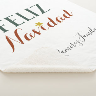 Feliz Navidad minimalist Christmas star holiday    Sherpa Blanket