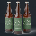 Feliz Navidad  Modern Christmas Party      Beer Bottle Label<br><div class="desc">Minimalist Merry Christmas star holiday design. Customisable background colour</div>