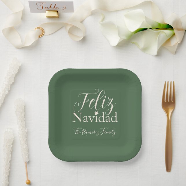 Feliz Navidad  Modern Christmas Party    Paper Plate (Wedding)