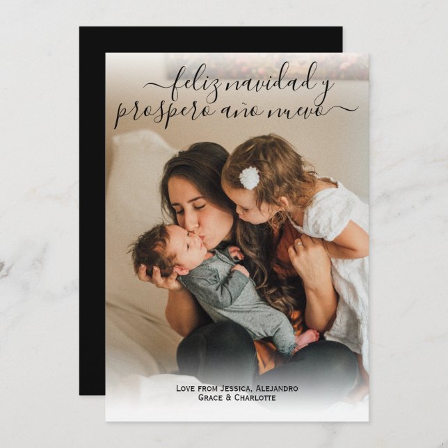 Feliz Navidad Modern Christmas Photo Card (Front/Back)
