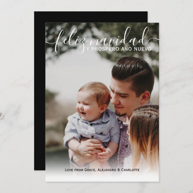 Feliz Navidad Modern Christmas Photo Invitation (Front/Back)
