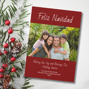 Feliz Navidad Modern Family Photo Christmas  Holiday Card