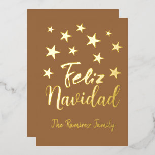 Feliz Navidad Modern Gold Christmas Family