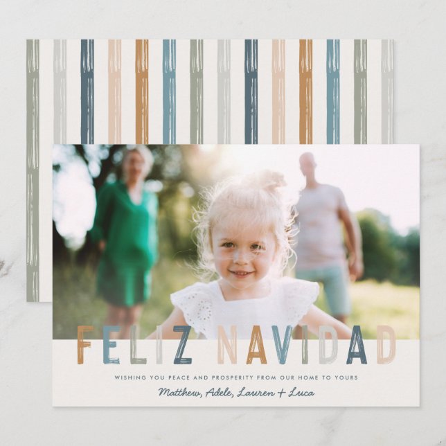 Feliz navidad modern typography Christmas photo  Holiday Card (Front/Back)