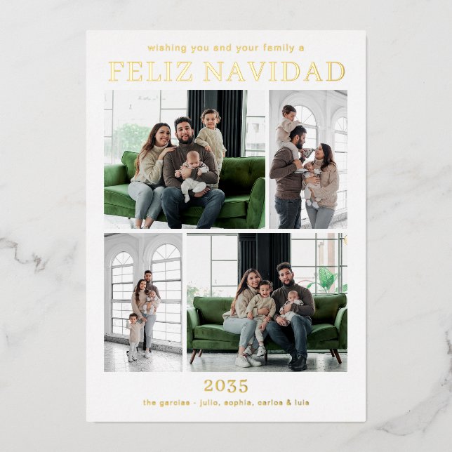 Feliz Navidad Multi Photo Gold (Front)