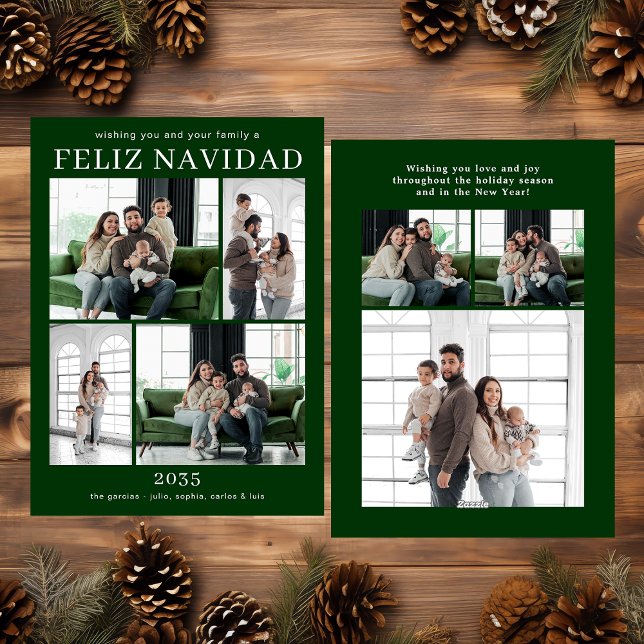 Feliz Navidad Multi Photo Holiday Card (Creator Uploaded)