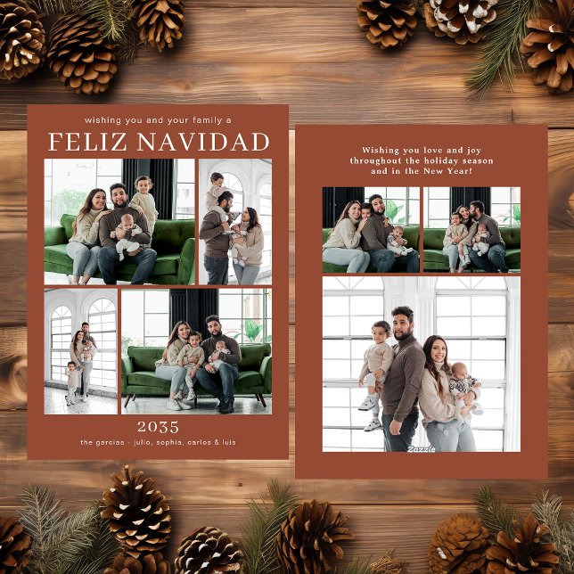 Feliz Navidad Multi Photo Holiday Card (Creator Uploaded)