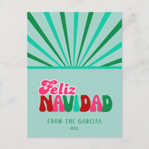 Feliz Navidad - Non Photo custom aqua Holiday Postcard
