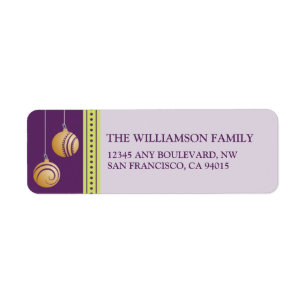 Feliz Navidad Ornament Return Address (purple)