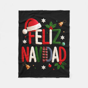 Feliz Navidad Pajamas Spanish Mexican Christmas Bo Fleece Blanket