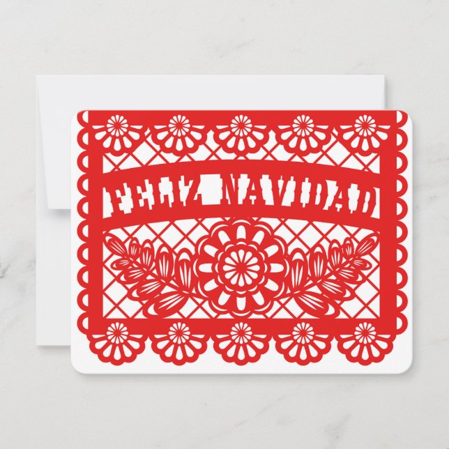 Feliz Navidad Papel Picado Holiday Card (Front)