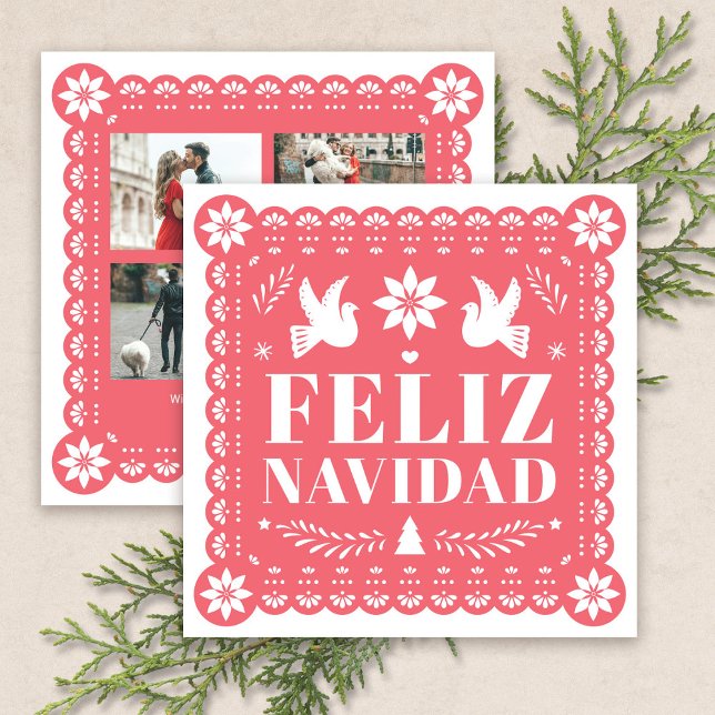 Feliz Navidad Papel Picado Photo Christmas Card (Feliz Navidad Papel Picado Photo Christmas Card by Fiesta Valley Print)