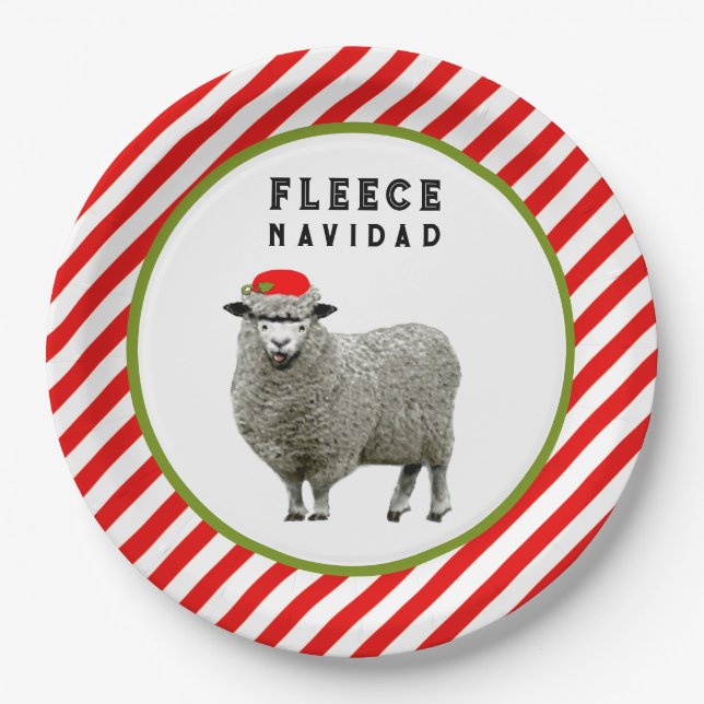 Feliz Navidad Party Paper Plate (Front)