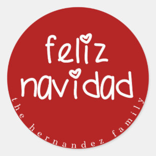 Feliz Navidad - Personalised Red Christmas Classic Round Sticker
