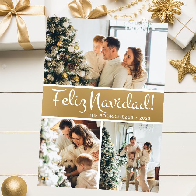 Feliz Navidad Photo Collage Holiday Card (Creator Uploaded)