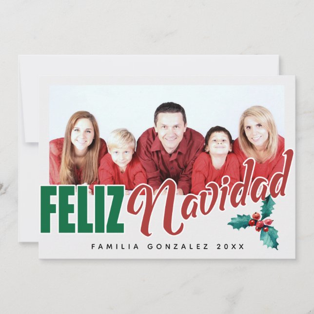 Feliz Navidad Photo Frame Holiday Card (Front)