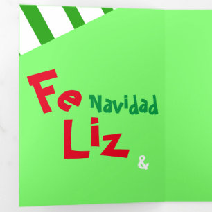 Feliz Navidad Photo Spanish Xmas Holidays Tri-Fold Holiday Card