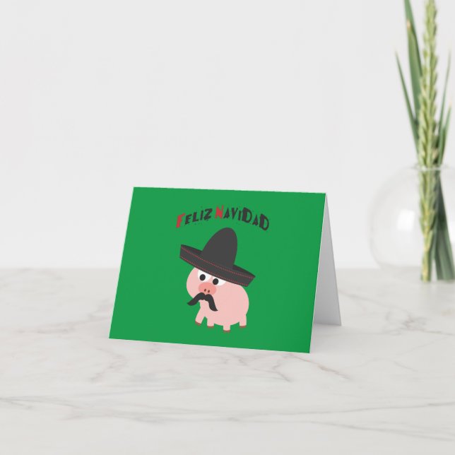 Feliz Navidad! Pig Holiday Card (Front)