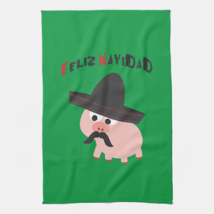 Feliz Navidad! Pig Tea Towel