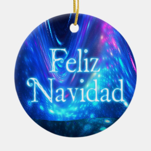 Feliz Navidad - Qaanaaq - Northern Lights Ceramic Tree Decoration (Front)