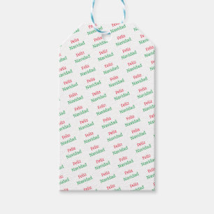 Feliz Navidad Red and Green Pattern Gift Tag
