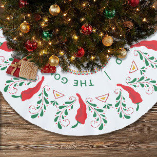Feliz Navidad Red Chile Pepper Brushed Polyester Tree Skirt