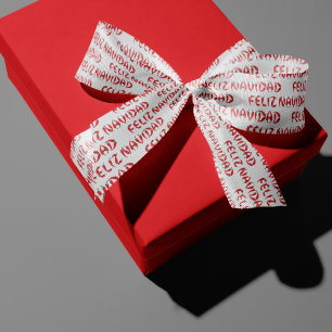 Feliz Navidad Red Chile Pepper Grosgrain Ribbon