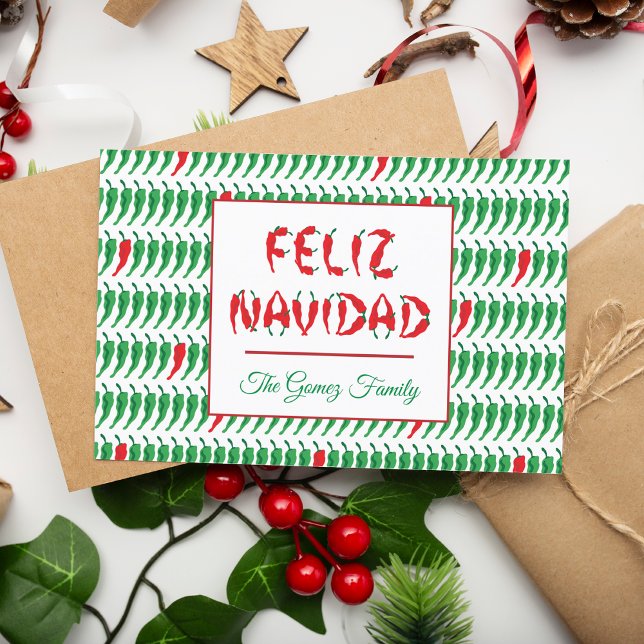 Feliz Navidad Red Chile Pepper Holiday Postcard (Creator Uploaded)