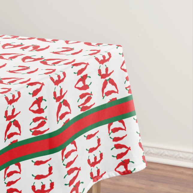 Feliz Navidad Red Chile Pepper Tablecloth (In Situ)
