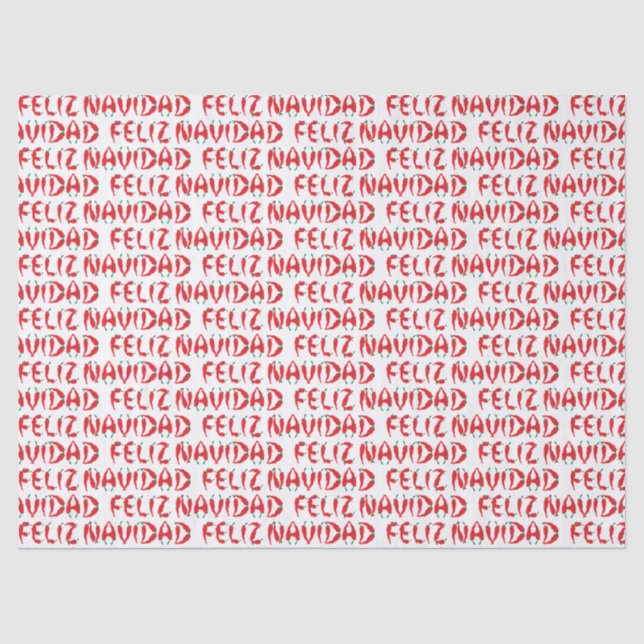 Feliz Navidad Red Chile Pepper Tissue Paper (Front)