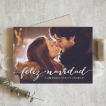 Feliz Navidad Rustic Script Christmas Photo Holiday Card<br><div class="desc">Feliz Navidad! Send your holiday wishes to friends and family with this customisable Christmas card. This Spanish Christmas card features rustic calligraphy. Personalise by adding your details. This photo Christmas card is available in other colours and cardstock. Matching items are available.</div>