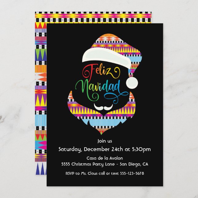 Feliz Navidad Santa Claus Christmas Party Invitation (Front/Back)