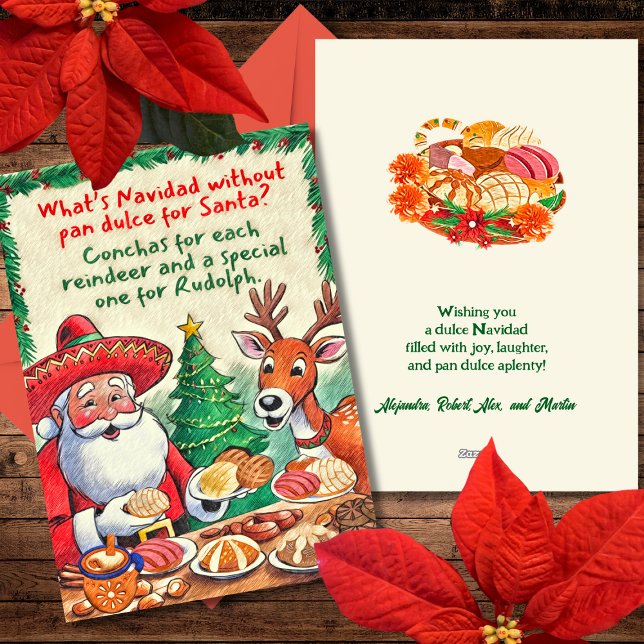 Feliz Navidad Santa & Pan Dulce Colourful Mexican Holiday Card (Creator Uploaded)