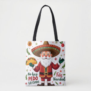 Feliz Navidad Santa with Taco Mexican Christmas Tote Bag