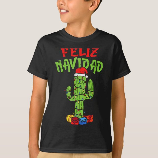 Feliz Navidad Shirt Mexican Christmas Cactus Xmas  (Front)
