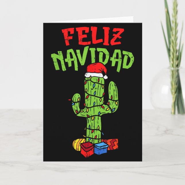 Feliz Navidad Shirt Mexican Christmas Cactus Xmas  Card (Front)