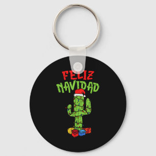 Feliz Navidad Shirt Mexican Christmas Cactus Xmas Key Ring