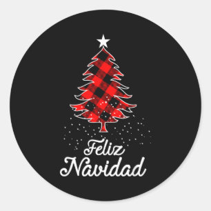 Feliz Navidad Shirts Family - Christmas Trees Buff Classic Round Sticker