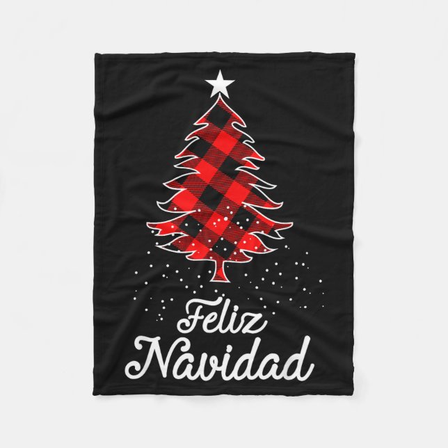 Feliz Navidad Shirts Family - Christmas Trees Buff Fleece Blanket (Front)