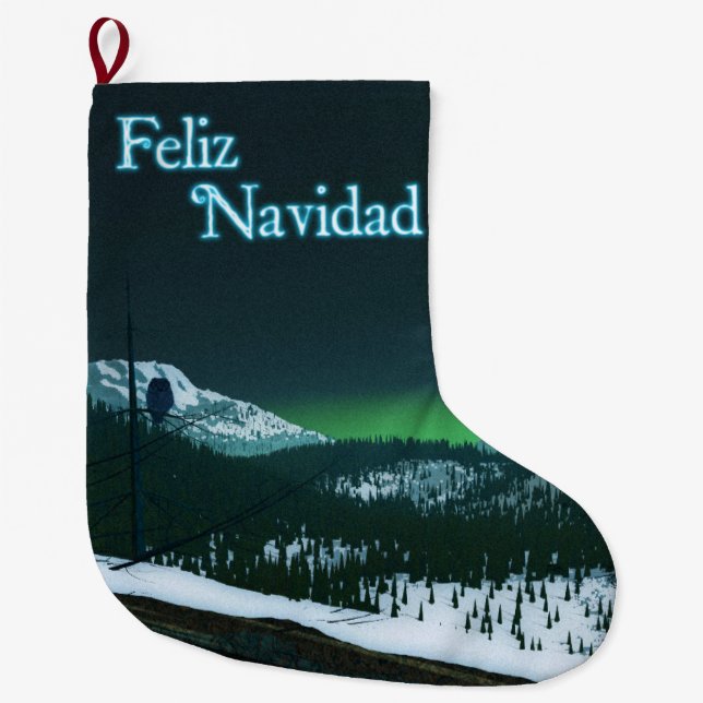 Feliz Navidad - Silent Night Large Christmas Stocking (Front)
