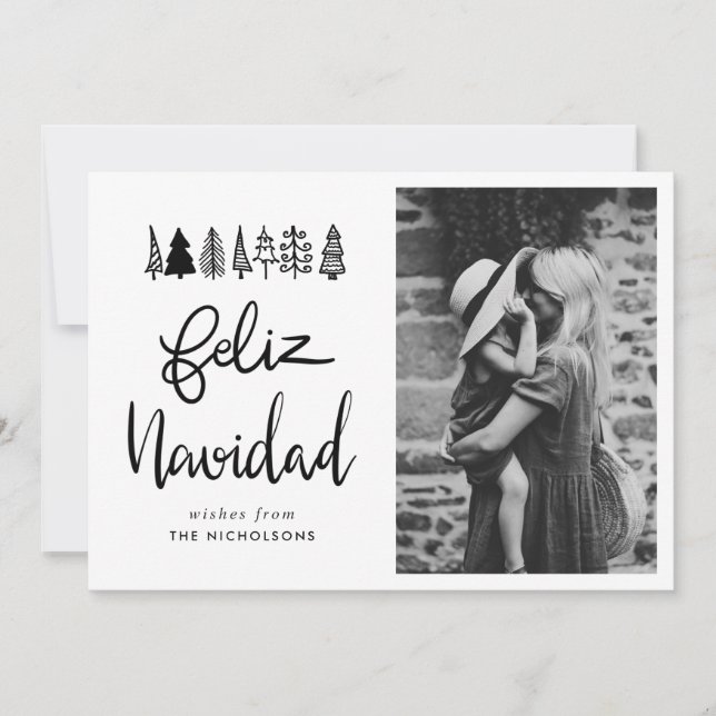 Feliz Navidad Simple Script Christmas Photo Holiday Card (Front)