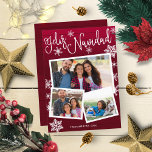 Feliz Navidad Snowflake Rustic 3 Photos Christmas Invitation<br><div class="desc">Feliz Navidad Snowflake Rustic 3 Photos Christmas Invitation</div>