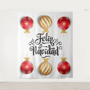 Feliz Navidad Spanish Christmas baubels Tapestry