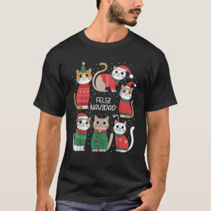 Feliz Navidad Spanish Christmas Cats Holiday Festi T-Shirt