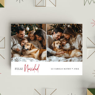 Feliz Navidad Spanish Christmas Green Photo Holiday Card