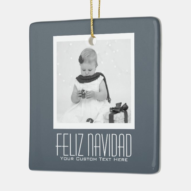 Feliz Navidad Spanish Christmas Personalised Ceramic Tree Decoration (Left)