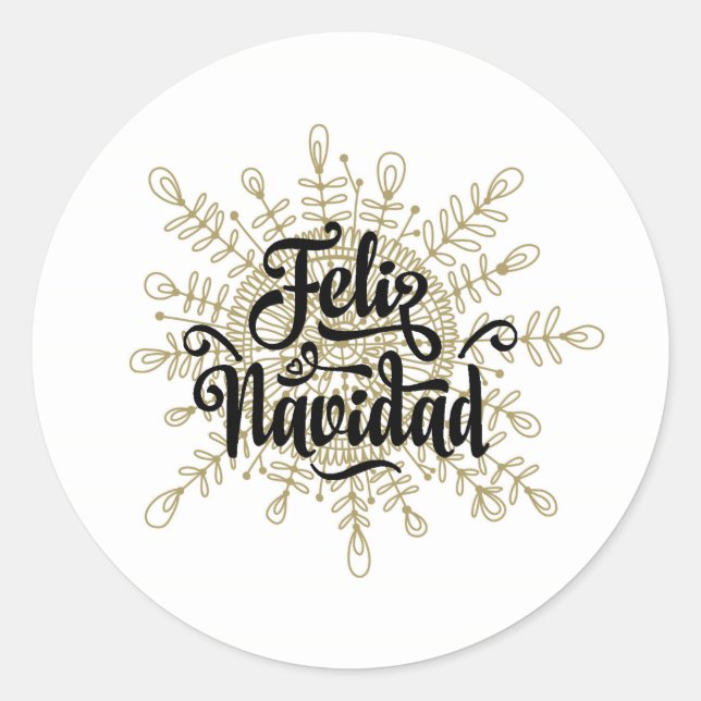 Feliz Navidad Spanish Christmas Stickers (Front)