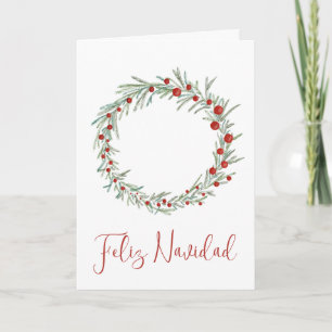 Feliz Navidad, Spanish Christmas wreath Holiday Ca